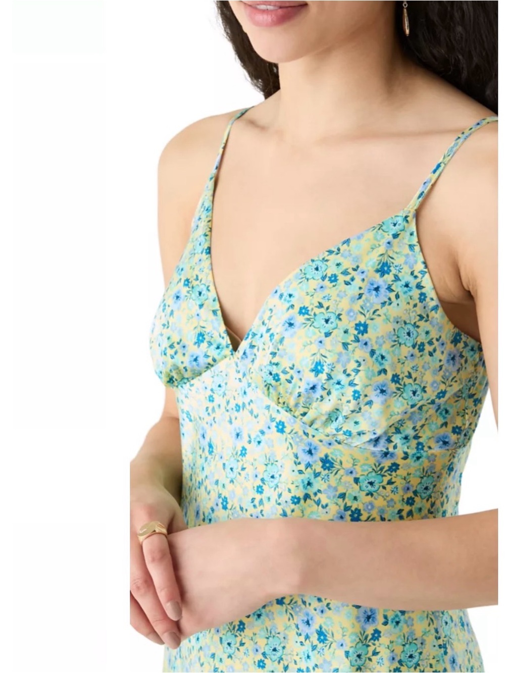 Oak & Trellis
Women's Satin Midi Floral Slip Dress - Yellow & Blue NWT